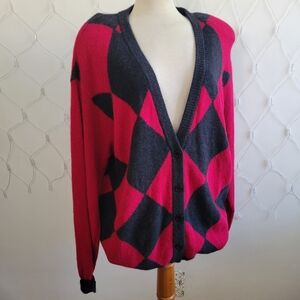 Checkerboard Cardigan Sweater • Breckenridge II • Size 2X